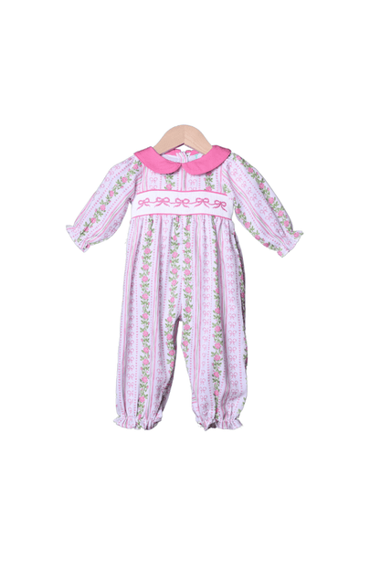 The Smocked Flamingo Apparel & Accessories Smocked Bow Fancy Floral Romper