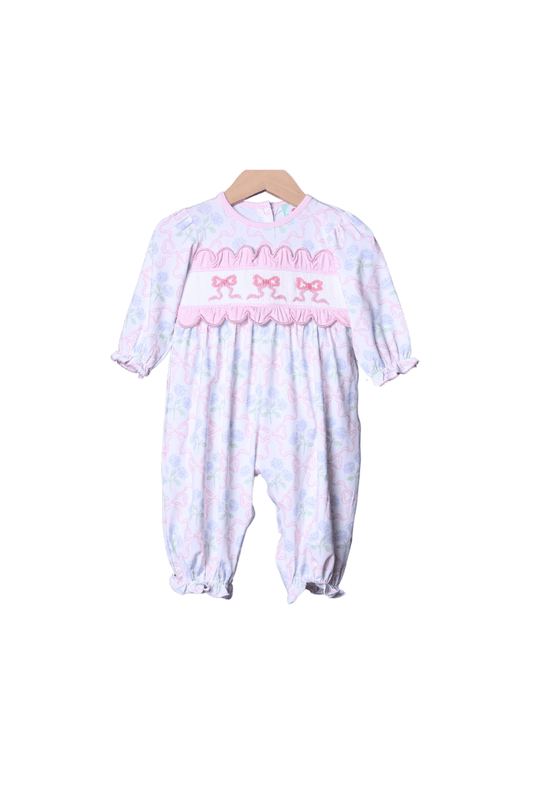 The Smocked Flamingo Apparel & Accessories Smocked Bow Hydrangea Pink Gingham Romper