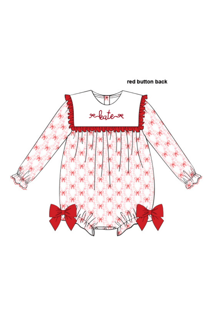 The Smocked Flamingo Apparel & Accessories Smocked Bows and Hearts Ruffled Bib Bubble