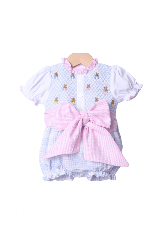 The Smocked Flamingo Apparel & Accessories Smocked Bullion Bunny Heirloom Bubble