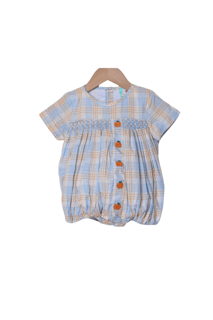 The Smocked Flamingo Apparel & Accessories Smocked Bullion Pumpkin Blue and Orange Bubble