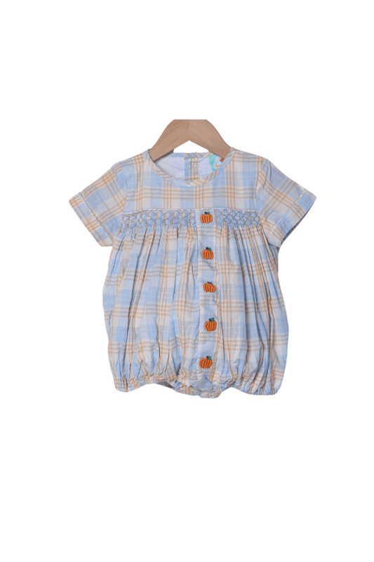 The Smocked Flamingo Apparel & Accessories Smocked Bullion Pumpkin Blue and Orange Bubble