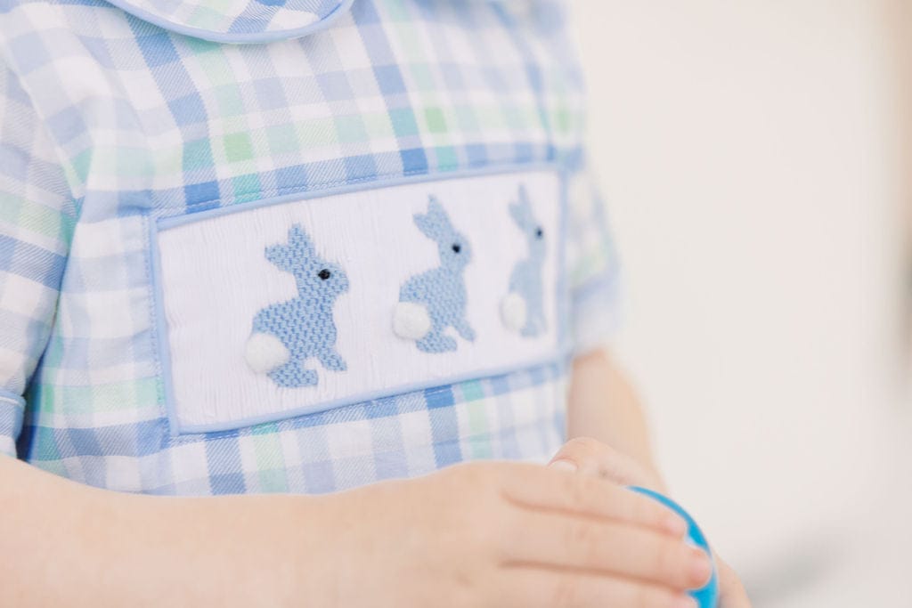 The Smocked Flamingo Apparel & Accessories Smocked Bunny Blue and Green Plaid Short Set