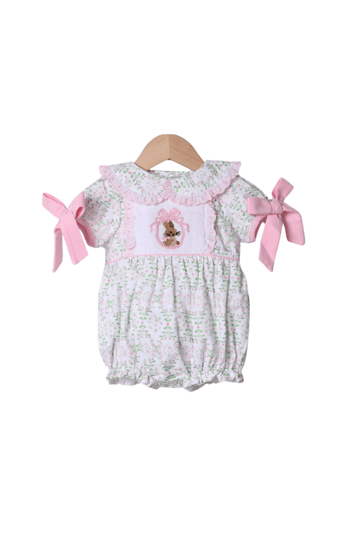 The Smocked Flamingo Apparel & Accessories Smocked Bunny Easter Floral Bubble