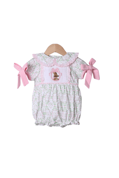 The Smocked Flamingo Apparel & Accessories Smocked Bunny Easter Floral Bubble