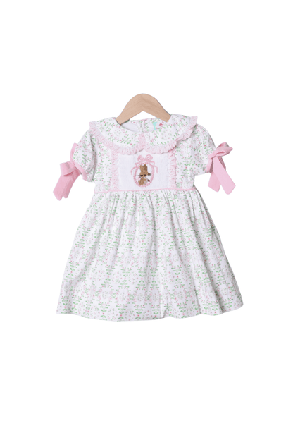 The Smocked Flamingo Apparel & Accessories Smocked Bunny Easter Floral Dress