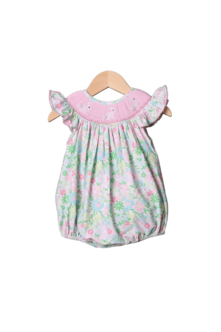 Smocked Bunny Ellie Floral Bishop Bubble