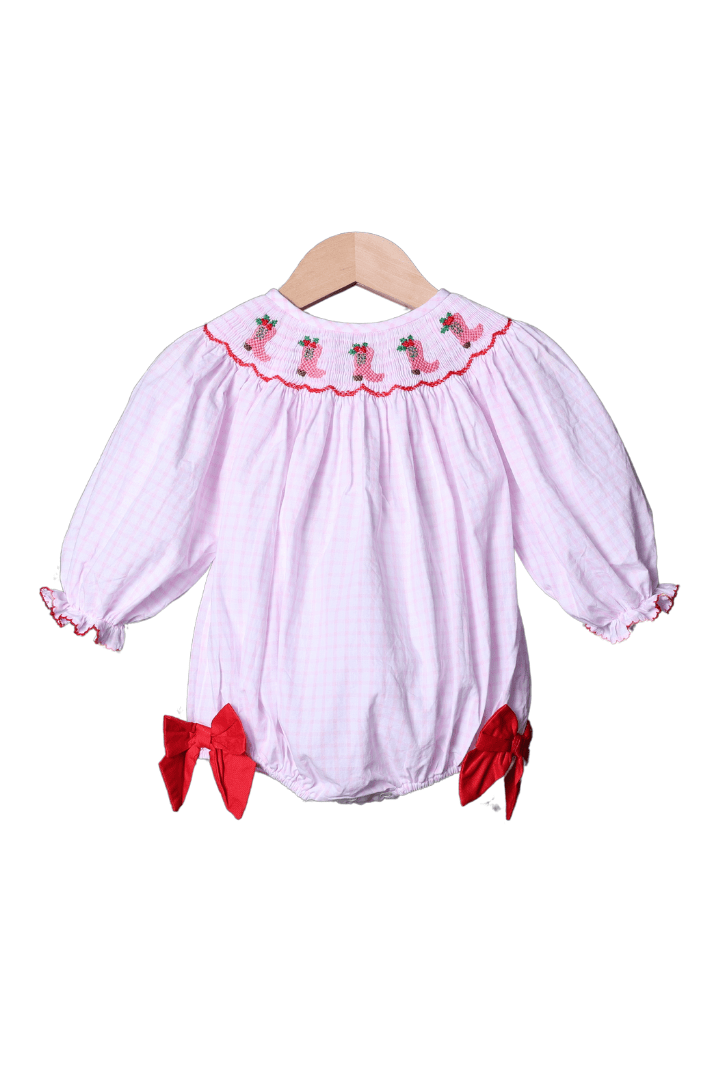 The Smocked Flamingo Apparel & Accessories Smocked Christmas Cowboy Boots Bishop Bubble