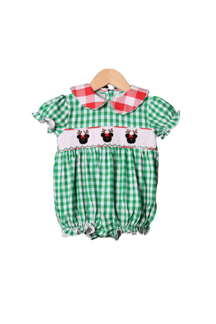 SMU Mustangs Smocked Red Gingham Boy Bubble