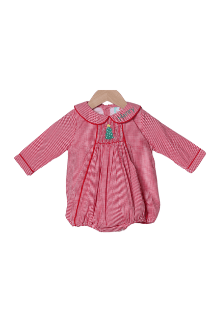 The Smocked Flamingo Apparel & Accessories Smocked Christmas Tree Red Gingham Bubble