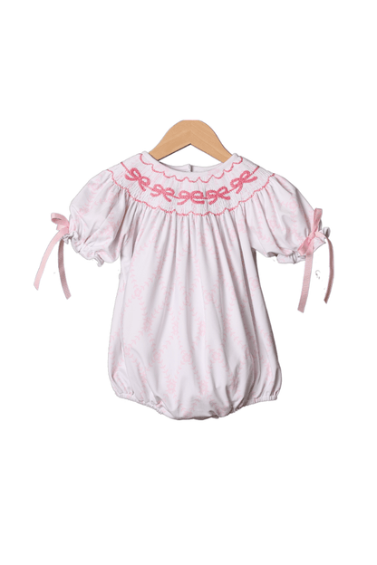 The Smocked Flamingo Apparel & Accessories Smocked Classic Bow Floral Trellis Bubble