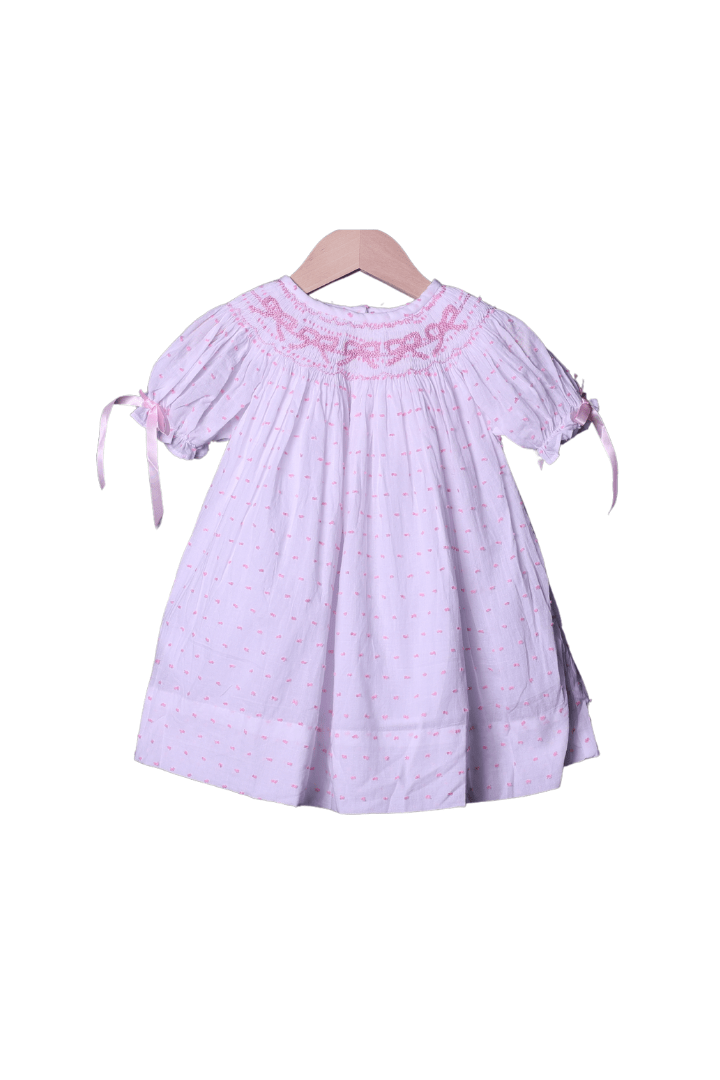 The Smocked Flamingo Apparel & Accessories Smocked Classic Bow Swiss Dot Dress SHORT Sleeve