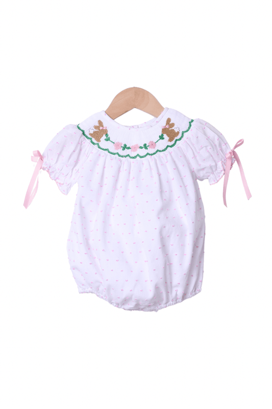 The Smocked Flamingo Apparel & Accessories Smocked Classic Bunny Swiss Dot Bubble