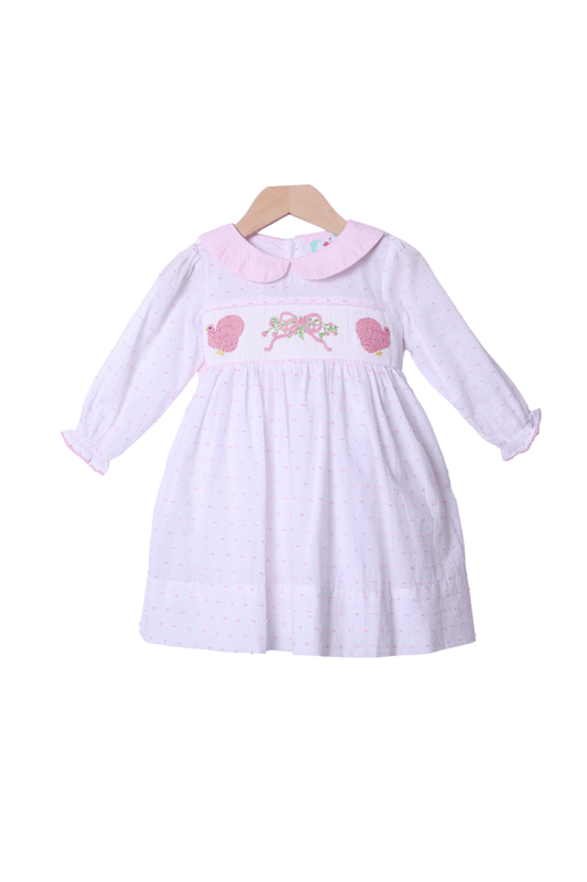 The Smocked Flamingo Apparel & Accessories Smocked Classic Turkey Pink Swiss Dot Bow Dress