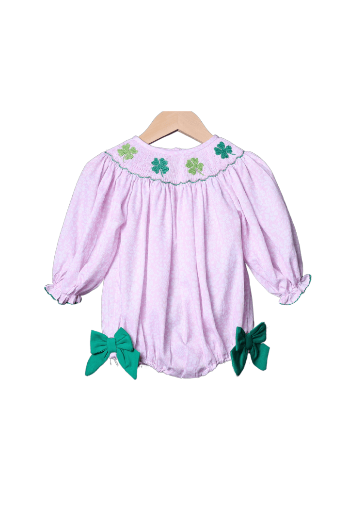 The Smocked Flamingo Apparel & Accessories Smocked Clover Pink Floral Bishop Bubble