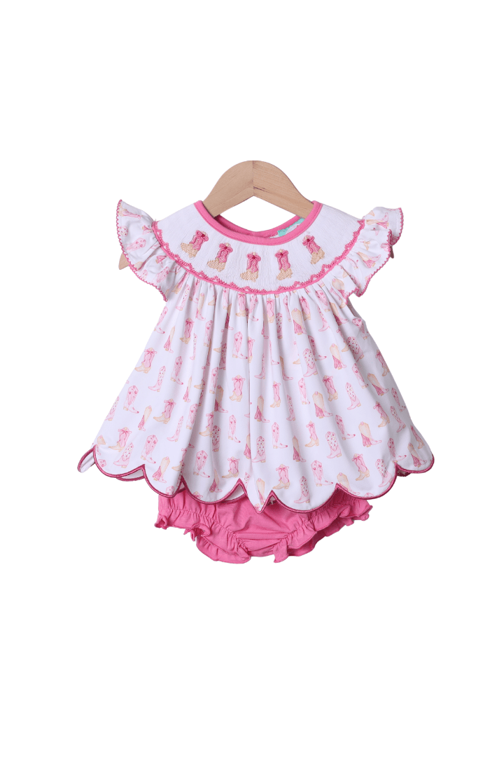 The Smocked Flamingo Apparel & Accessories Smocked Cowgirl Boots Bloomer Set