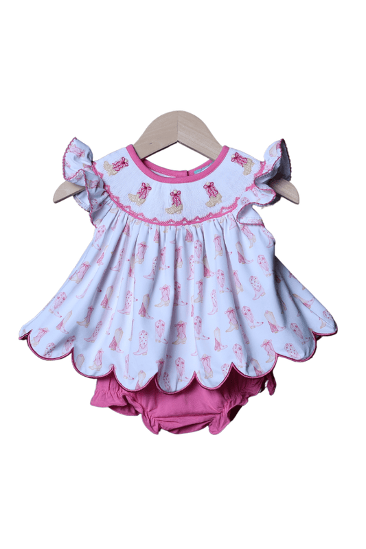 The Smocked Flamingo Apparel & Accessories Smocked Cowgirl Boots Bloomer Set