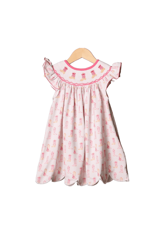 The Smocked Flamingo Apparel & Accessories Smocked Cowgirl Boots Dress