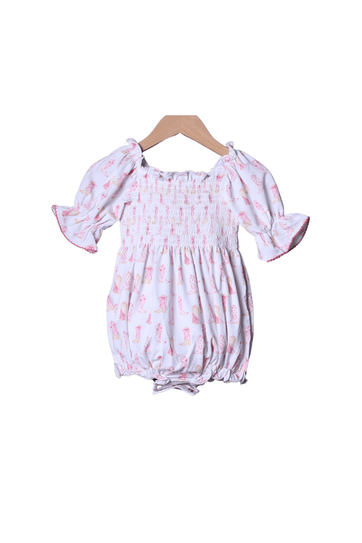 The Smocked Flamingo Apparel & Accessories Smocked Cowgirl Boots Matching Bubble