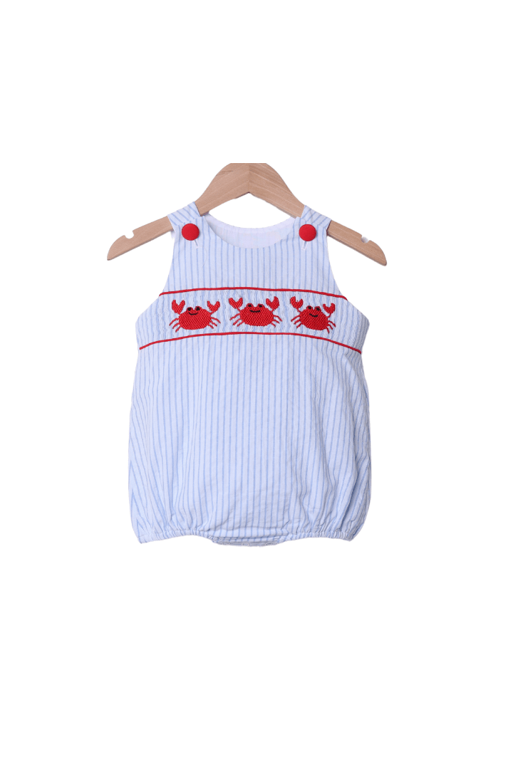 The Smocked Flamingo Apparel & Accessories Smocked Crab Blue and Red Bubble