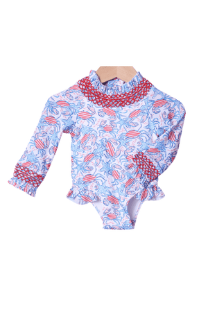 Crab Red and Blue Swim Trunks