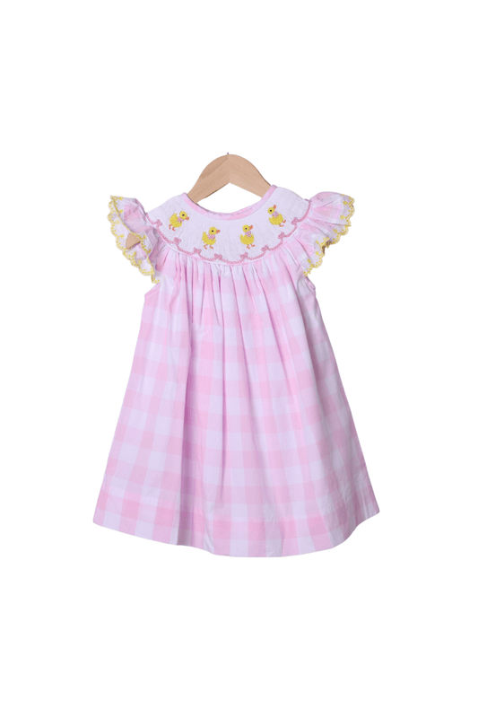 The Smocked Flamingo Apparel & Accessories Smocked Duck Pink Buffalo Check Dress