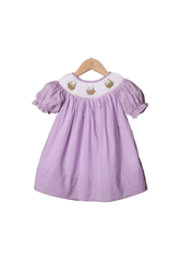 Smocked Easter Basket Lavender Swiss Dot Bishop Dress
