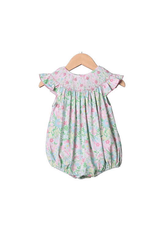 The Smocked Flamingo Apparel & Accessories Smocked Ellie Floral Heirloom Bubble