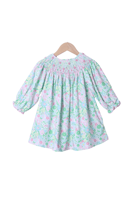 The Smocked Flamingo Apparel & Accessories Smocked Ellie Floral Heirloom Long Sleeve Bishop Dress