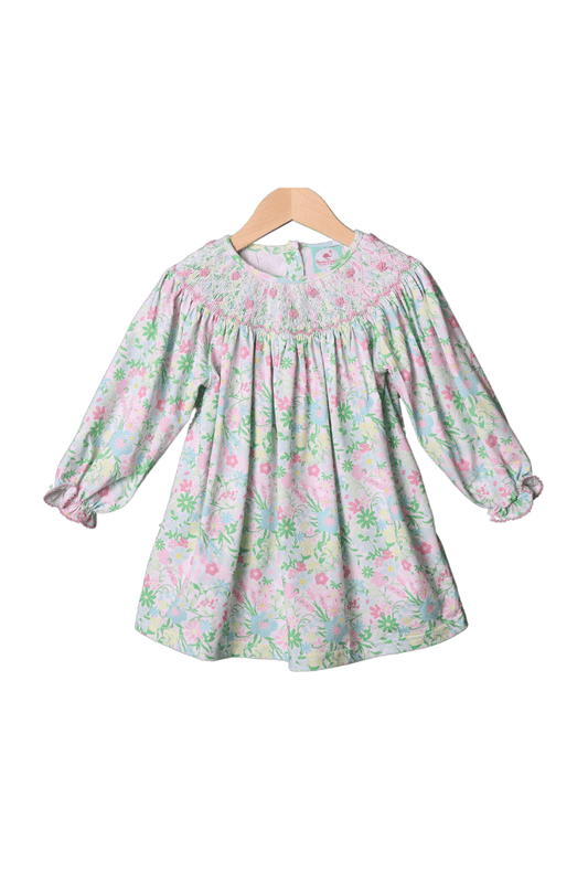 The Smocked Flamingo Apparel & Accessories Smocked Ellie Floral Heirloom Long Sleeve Bishop Dress