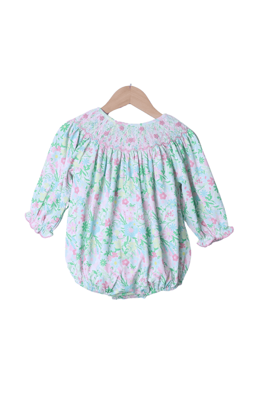 The Smocked Flamingo Apparel & Accessories Smocked Ellie Floral Heirloom Long Sleeve Bubble