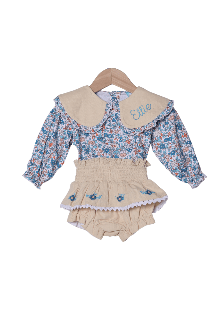The Smocked Flamingo Apparel & Accessories Smocked Fall Floral Skirted Bloomer Set