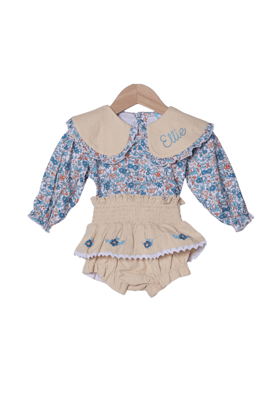 The Smocked Flamingo Apparel & Accessories Smocked Fall Floral Skirted Bloomer Set