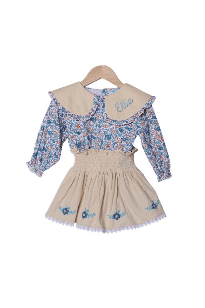 The Smocked Flamingo Apparel & Accessories Smocked Fall Floral Skort Set