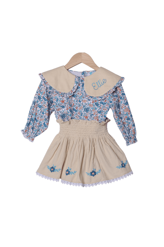 The Smocked Flamingo Apparel & Accessories Smocked Fall Floral Skort Set