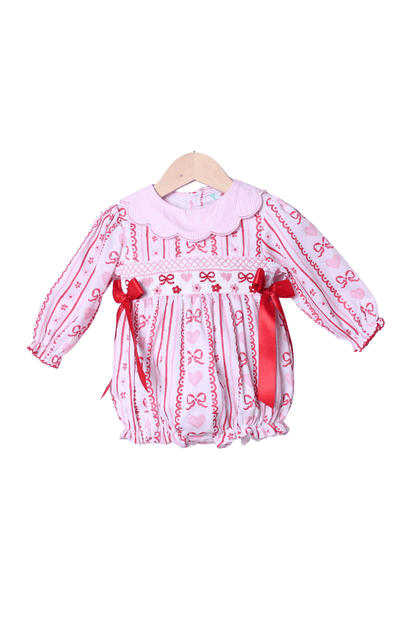 The Smocked Flamingo Apparel & Accessories Smocked Fancy Valentine Bow Bubble