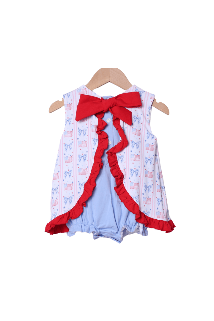 The Smocked Flamingo Apparel & Accessories Smocked Flag and Bow Skirted Bubble