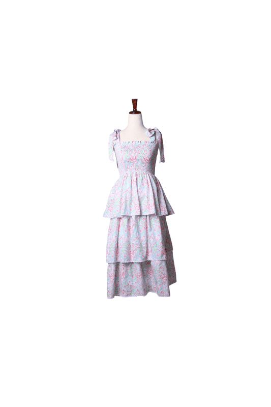 The Smocked Flamingo Apparel & Accessories Smocked Flamingo Summer Fun Tie Shoulder Mom Dress