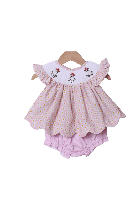 The Smocked Flamingo Apparel & Accessories Smocked Floral Cowgirl Ghost Bloomer Set