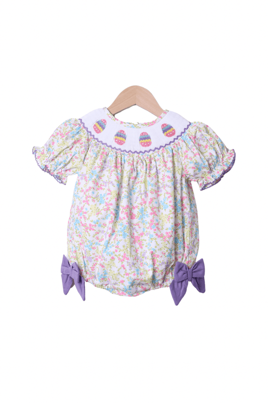 The Smocked Flamingo Apparel & Accessories Smocked Floral Easter Egg Bubble