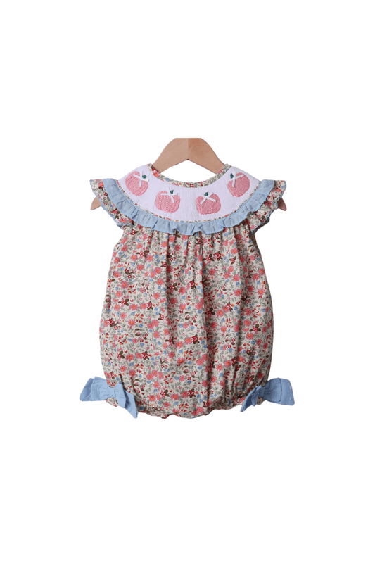 The Smocked Flamingo Apparel & Accessories Smocked Floral Pink Pumpkin Bishop Bow Bubble