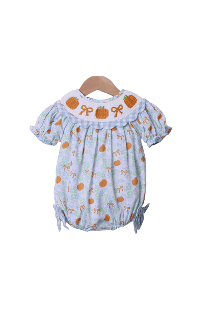 The Smocked Flamingo Apparel & Accessories Smocked Floral Pumpkin Scalloped Gingham Bow Bubble