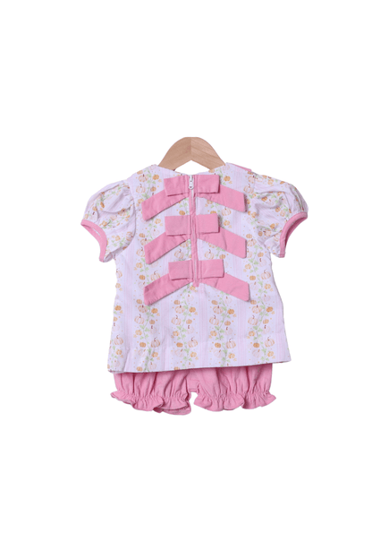 Smocked Floral Pumpkin Pink Bow Bloomer Set – The Smocked