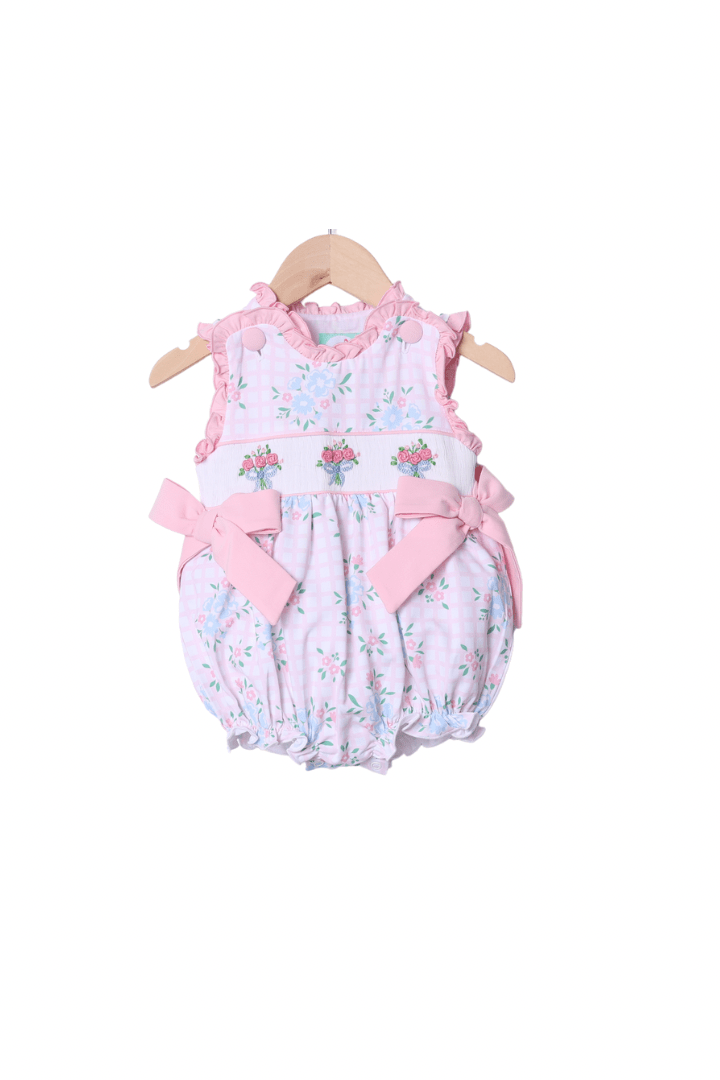 Smocked Sweet Goose Pink Bow Toile Bubble