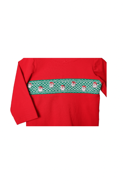 The Smocked Flamingo Apparel & Accessories Smocked Geometric Santa Red/Green Corduroy Pant Set