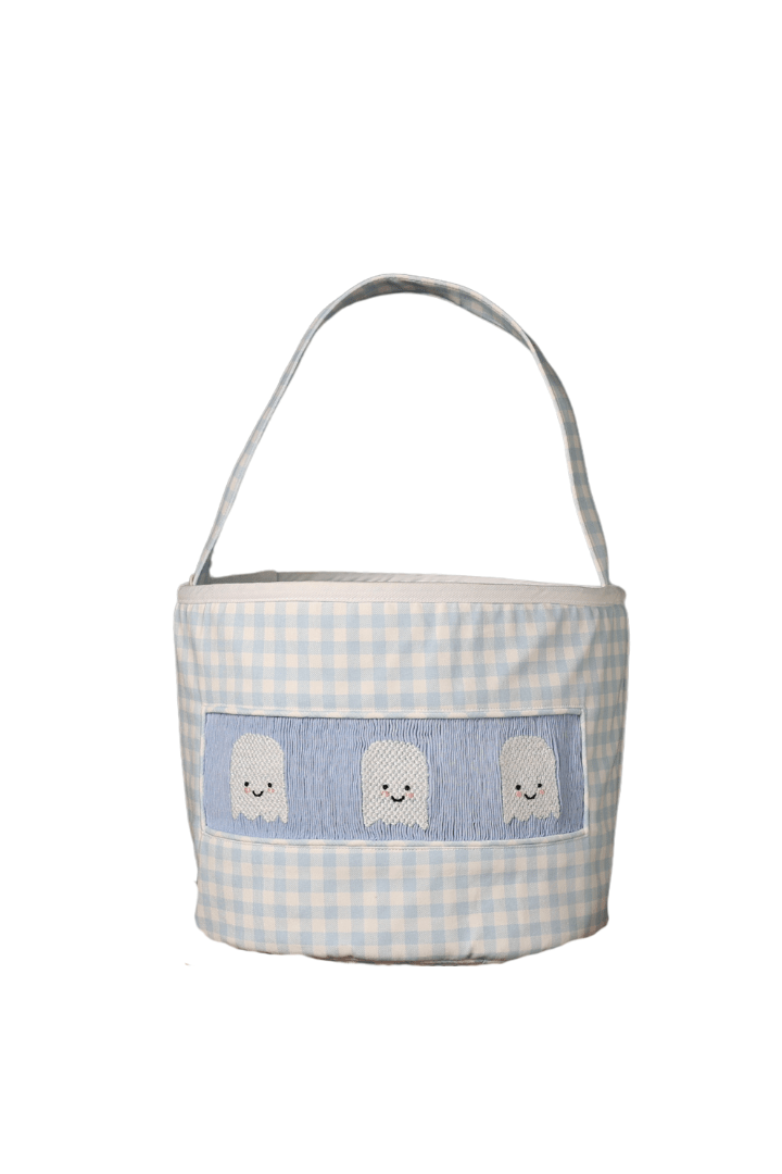 The Smocked Flamingo Apparel & Accessories Smocked Ghost Blue Gingham Treat Basket