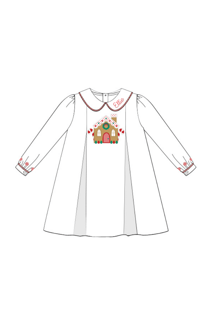 The Smocked Flamingo Apparel & Accessories Smocked Gingerbread Lane Honeycomb Pleated Dress