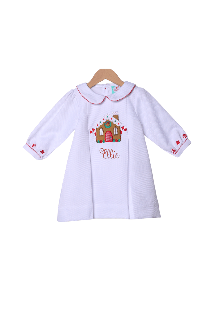 The Smocked Flamingo Apparel & Accessories Smocked Gingerbread Lane Honeycomb Pleated Dress