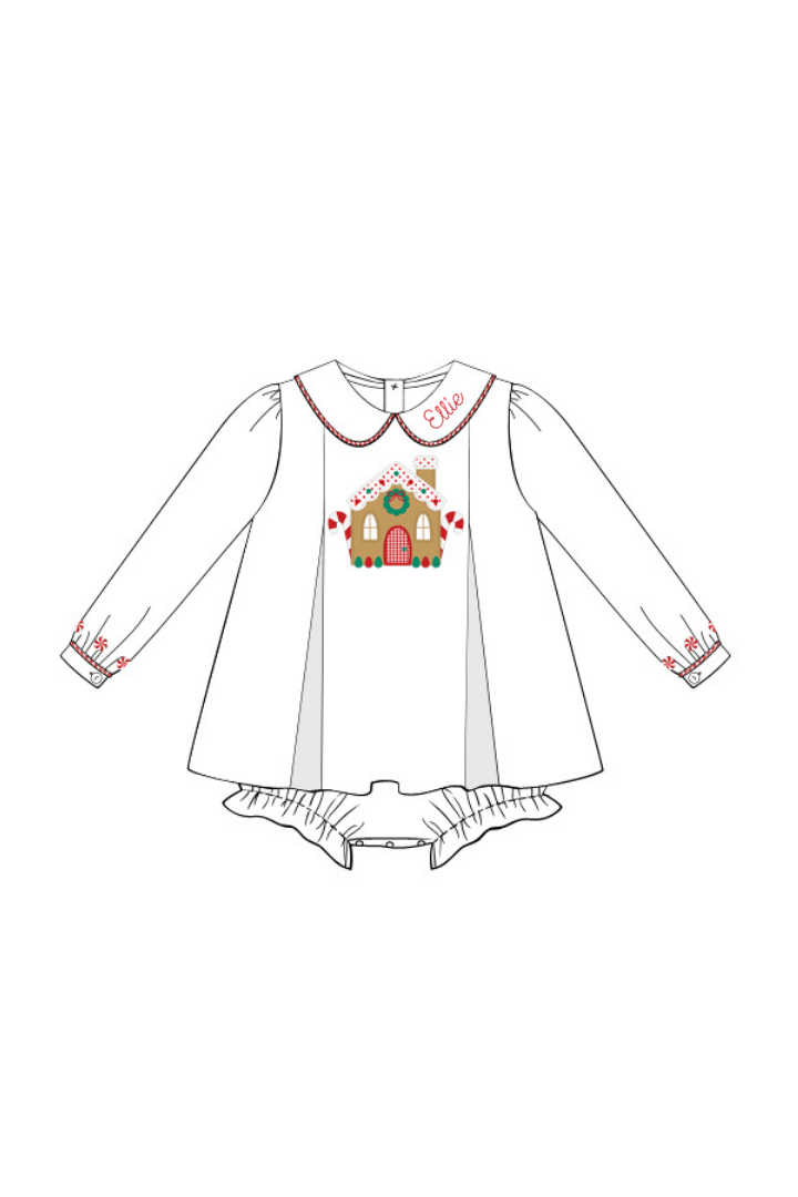 The Smocked Flamingo Apparel & Accessories Smocked Gingerbread Lane Honeycomb Pleated Skirted Bubble