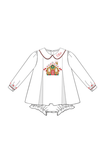 The Smocked Flamingo Apparel & Accessories Smocked Gingerbread Lane Honeycomb Pleated Skirted Bubble